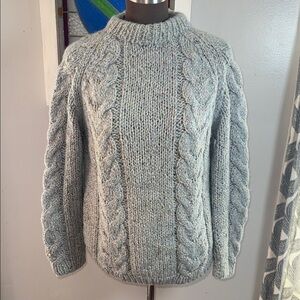 Vintage Hutzler’s Baltimore Italian Wool Blend Cable Knit Tweed Sweater SZ L